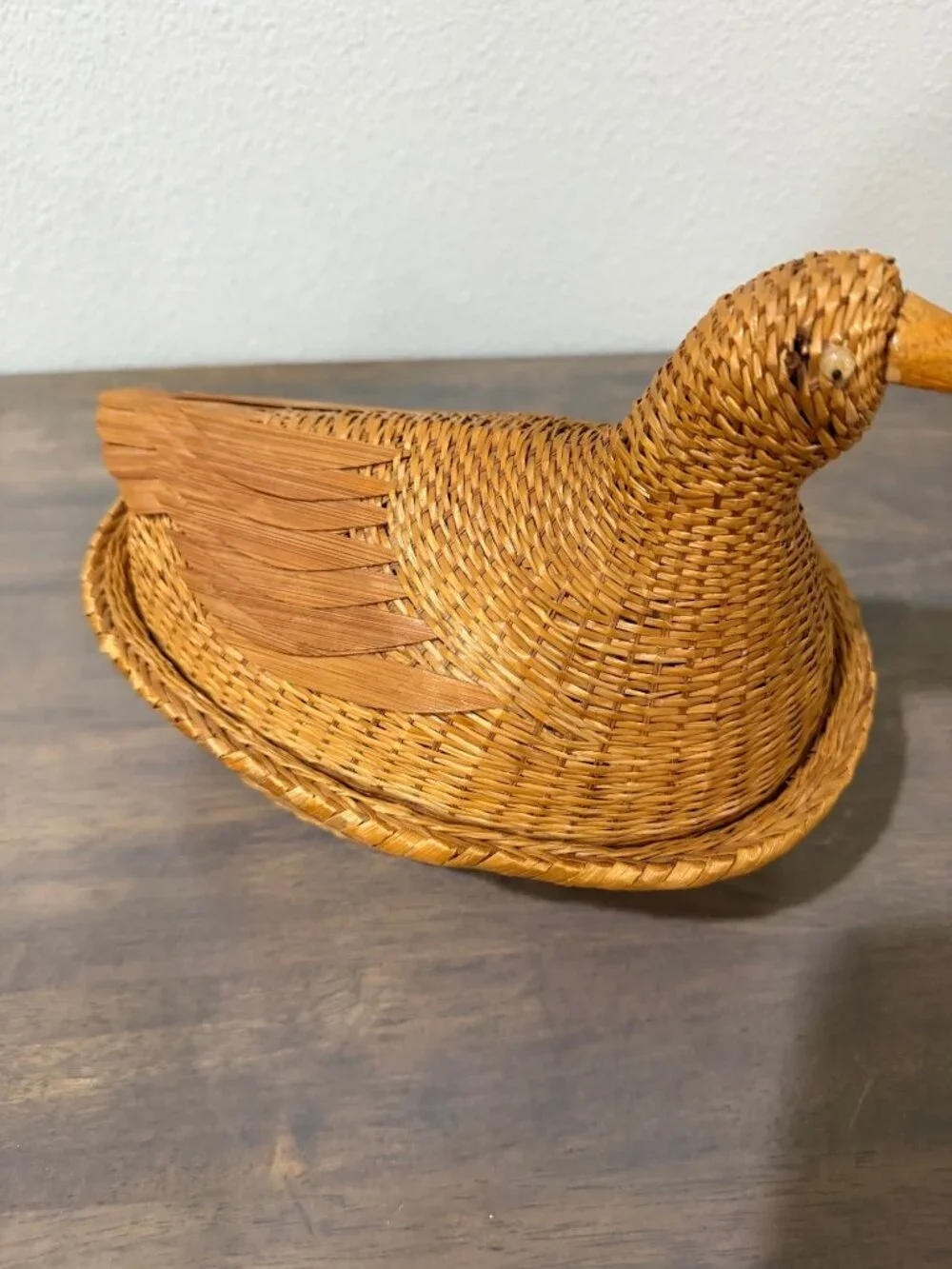 Vintage Wicker Rattan Bird Duck Basket